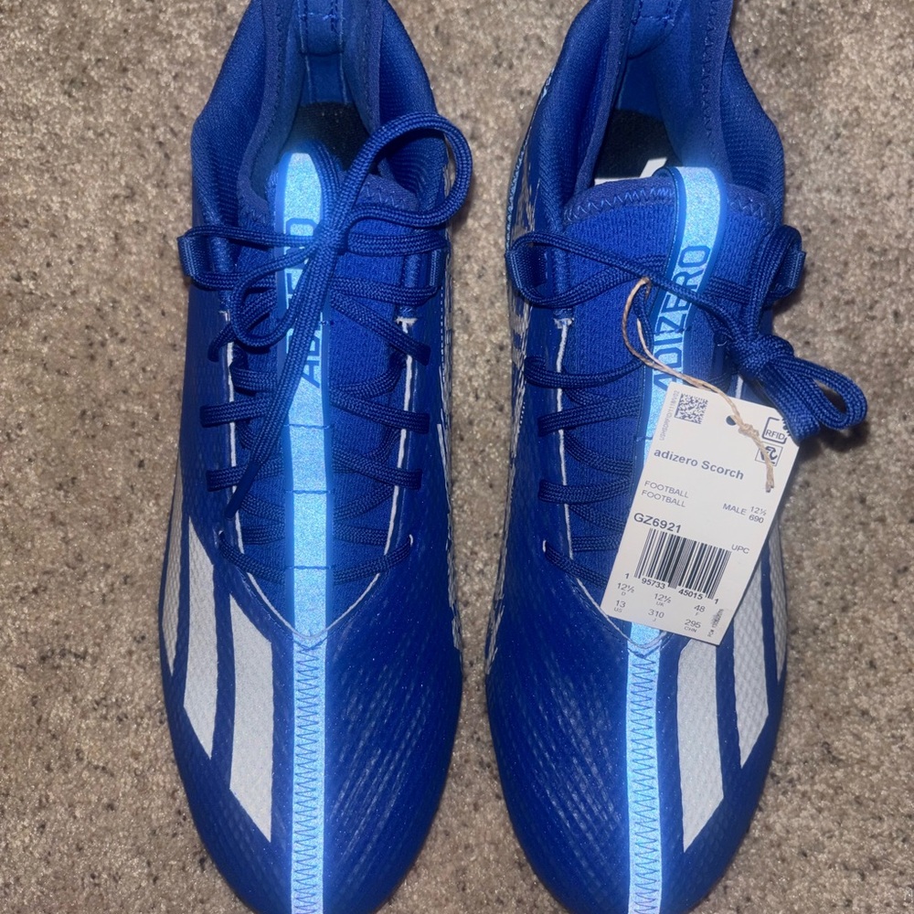 Adidas Royal Blue with White Stripes cleats